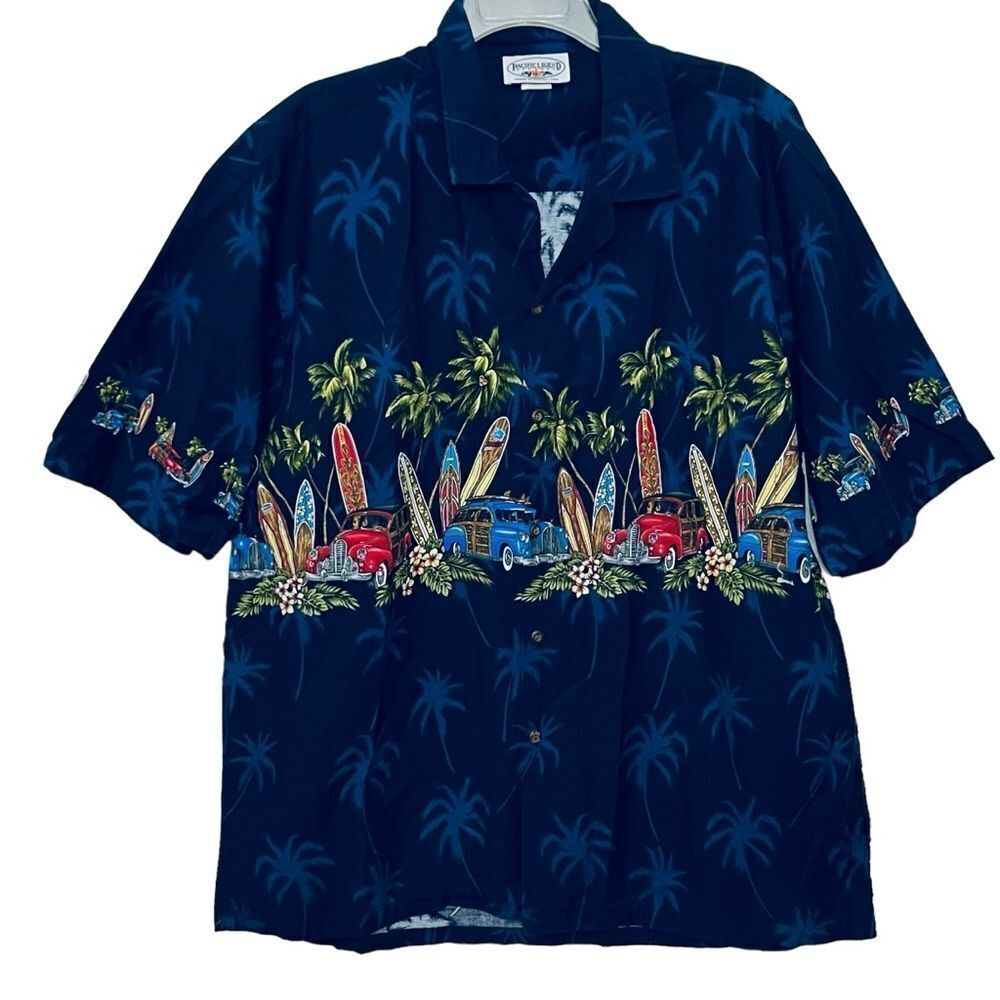 Pacific Legend Shirt Island Surf Woodies Board Hawaiian Button Up Sz 2XL